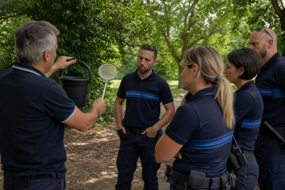 Formation d’agents municipaux à la lutte contre le moustique tigre dans un parc