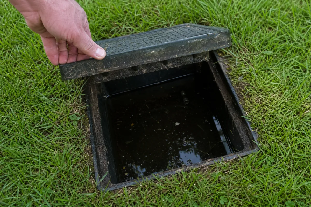 Regard de jardin ouvert contenant de l’eau stagnante