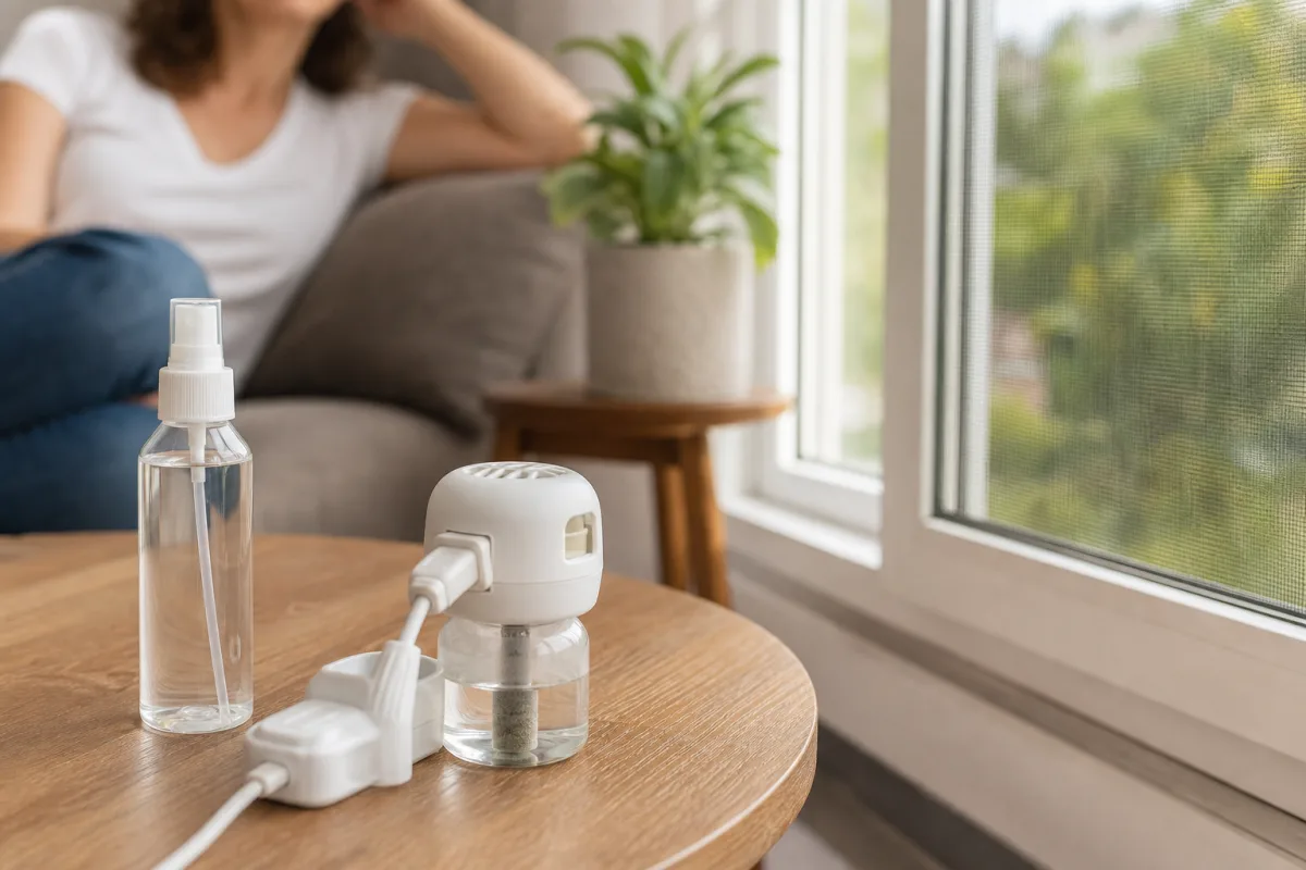 Répulsif en spray et diffuseur anti-moustique dans une maison